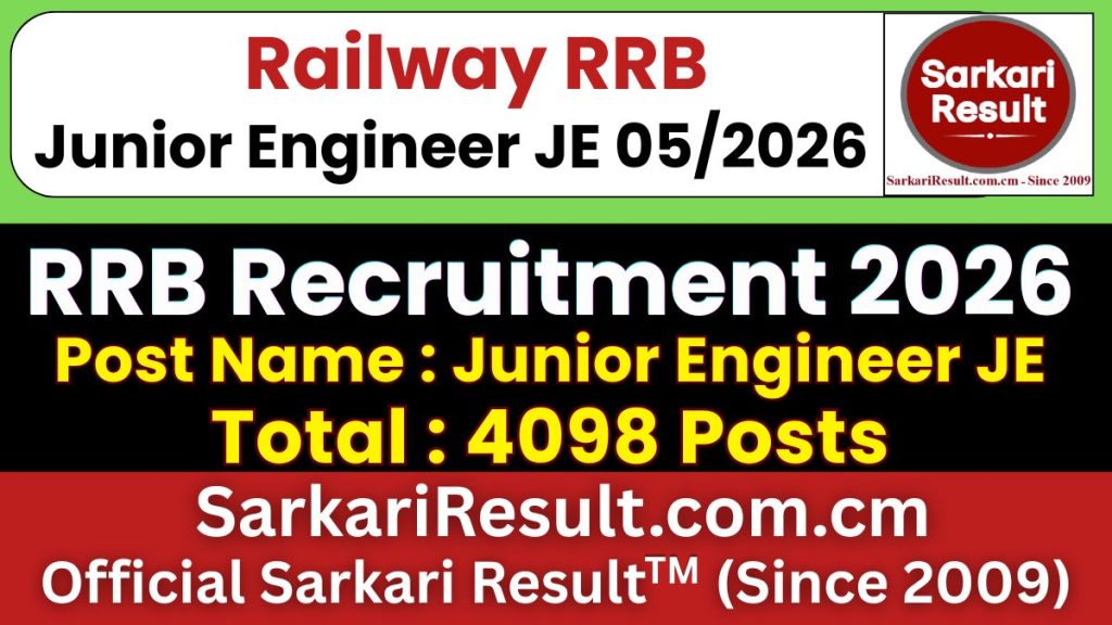 RRB Junior Engineer JE Recruitment 2026